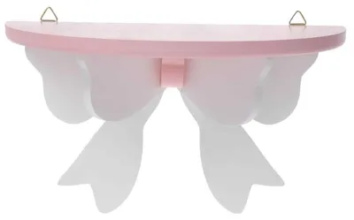 Produktbild von Wandmontiertes dekoratives Schleifenregal aus Holz (Rosa)