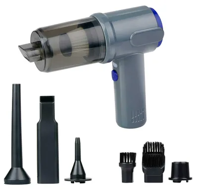 Produktbild von All Ride Akku Staubsauger Kabellos 36W – Handstaubsauger mit 6 Aufsätzen – USB-C Wiederaufladbarer Autostaubsauger Kabellos – mit Saug- und Blasfunktion – Auto Zubehör - Grau/Blau
