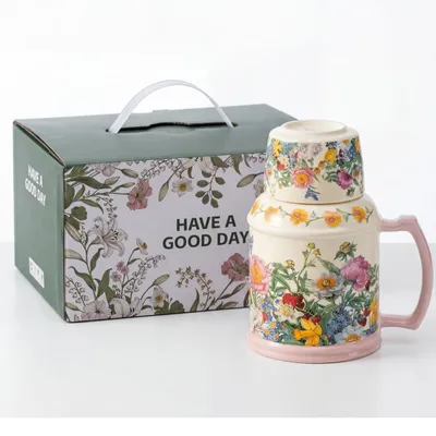 Image de Service à thé en porcelaine pour une personne, design rétro