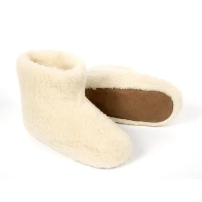 Produktbild von Hausschuhe Damen Herren Warme Wollhausschuhe Halbhoch Hüttenschuhe aus 100% Wolle 43