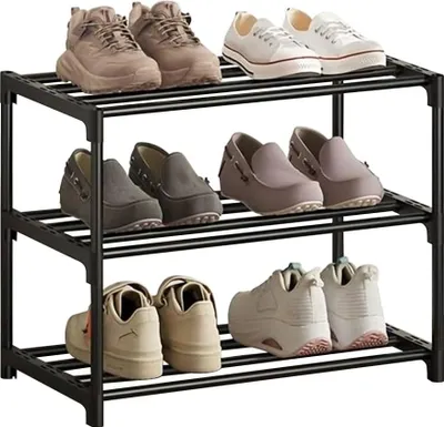 Produktbild von Schiebedach, 3-stufiges Schiebedach, schlanke Ösen, antirostender Lack, geeignet für Schlafzimmer, Mietwohnung, Balkon, stapelbar, schmal, schwarz, 3 Meter