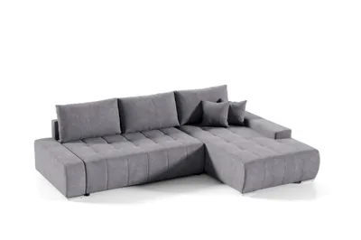 Produktbild von Ecksofa Sofa mit Schlaffunktion VOGAR Stoff Aston Dunkelgrau Ottomane Rechts