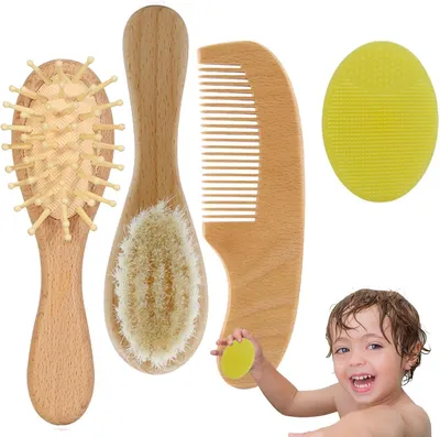 Productafbeelding van Haarverzorgingsset met babyborstels voor pasgeborenen