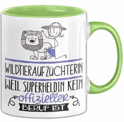 Produktbild von Wildtieraufzüchterin Geschenk Tasse Lustiger Spruch Wildtieraufzüchterin Weil Superheldin Kein Offizieller Beruf Ist Geschenkidee (Grün)