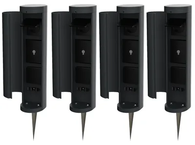 Produktbild von Novatool 4x Gartensteckdose Funk 2-fach Anthrazit SMART WIFI APP IP44 mit Erdspieß Steckdose rund Aussen Gartensteckdose Outdoor Steckdosesäule Garten Steckdosenturm (Elektro)