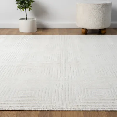 Produktbild von Teppich Wohnzimmer Schlafzimmer Kurzflor Baklava Design Hoch-Tief-Effekt Modern 3D , Farbe:Creme, Maße:80 x 150 cm