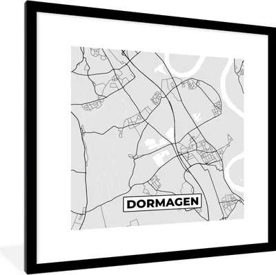 Produktbild von MuchoWow® Gerahmtes Poster Karte - Deutschland - Dormagen - Stadtplan 40x40 cm - Poster mit Schwarzem Bilderrahmen Wandposter Rahmen Foto Bilder - Poster - Plakat im Rahmen
