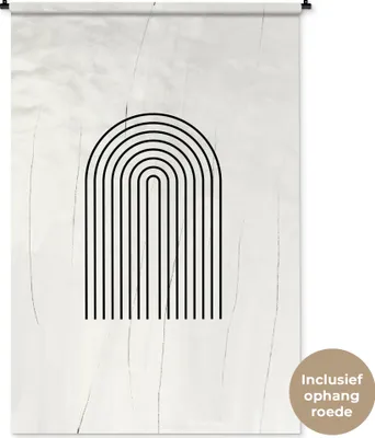 Produktbild von MuchoWow® Wandteppich Wandbehang Kunst - Bogen - Schwarz - Weiß 120x180 cm Tapisserie Dekoration Wandtuch - Schlafzimmer - Dekorationen für das Haus