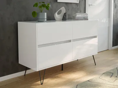 Produktbild von Kommode Dion 120cm 4 SoftClose Schubladen Weiß hochglanz : Weiss hochglanz Varianten: Weiss hochglanz