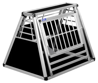 Produktbild von Transportbox N17 – Aluminium Hundebox 70×88×69 cm – Hundetransportbox mit Notausstieg für den Kofferraum