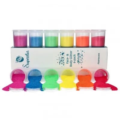 Produktbild von Superstar fluoreszierender Feinglitter-Mix 6er-Pack 90 ml