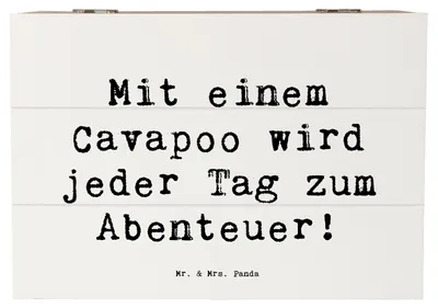 Produktbild von Mr. & Mrs. Panda Box Spruch Cavapoo Abenteuer 22 x 15 cm - Weiß - Geschenk, schatztruhe, Verspieltheit, geschenkkiste, Hunderasse, Hunderassen, Liebe, Schatulle, fotobox