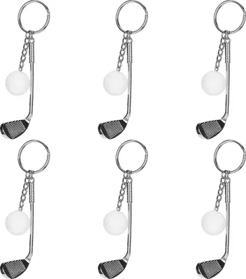 Produktbild von 6 Stück Golfschlägerball-Schlüsselanhänger, modische Legierung, Schlüsselanhänger, Anhänger, Dekoration für Handtasche