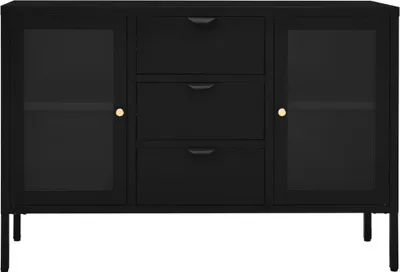 Produktbild von Stabli Sideboard Schwarz 105x35x70cm Stahl und Hartglas - DE610139 - Kommoden