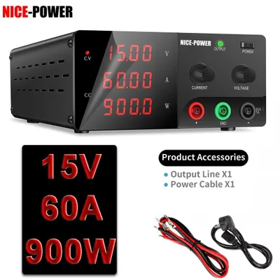Produktbild von Regelbares DC-Netzteil - Labornetzgerät 15V 60A - Schaltnetzteil - Einstellbare Spannung und Strom - Ein Ausgang - Eingang 220V 50/60Hz