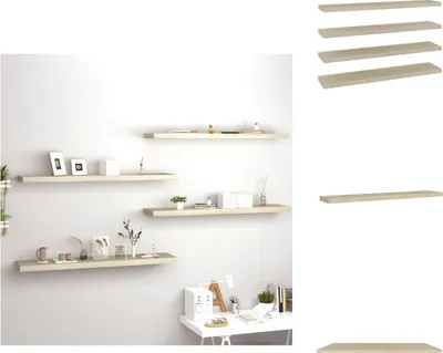 Obrázek produktu pro vidaXL Plovoucí police 4 ks. Dubový vzhled 120x23,5x3,8 cm MDF - Nástěnné police