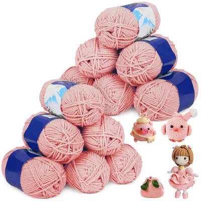 Produktbild von Häkelgarn 12 x 50g Rosa Acrylmischung 2,5mm für Anfänger