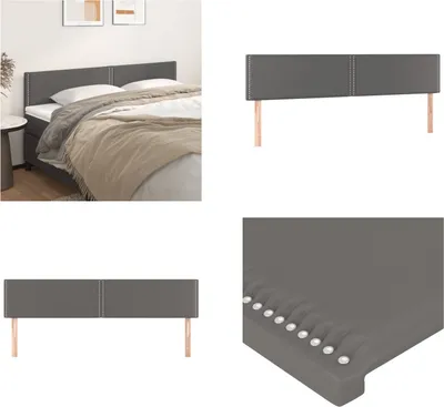 Produktbild von vidaXL Kopfteile 2 Stk. Grau 100x5x78/88 cm Kunstleder - Kopfteil - Kopfteile - Bett-Kopfteil - Bettkopfteil