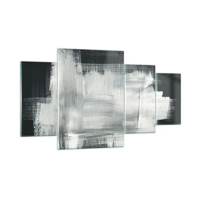 Produktbild von Bilder auf glas - 4 Teile - Abstraktion Schwarz Weiß - 160x90cm - Glasbilder - Wandbilder - Bilder - zum Aufhängen bereit - Wanddekoration aus Glas - Glas Bilder - Wandbild auf Glas - GDL160x90-4173