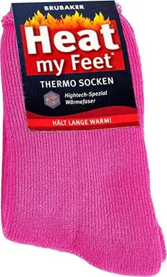 Image de BRUBAKER 2 paires de chaussettes thermiques unies Heat my Feet rose taille 35-38