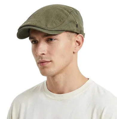 Productafbeelding van Herrenflatte van katoen, zomerhoed met klep, verstelbaar, 55-60 cm, legergroen