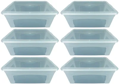 Produktbild von 6x Aufbewahrungsbox 37 cm Stapelbox Plastikbox transparent 10l Kunststoffbox mit Deckel Klarsichtboxen Schuhboxen Schuhkasten 37cm