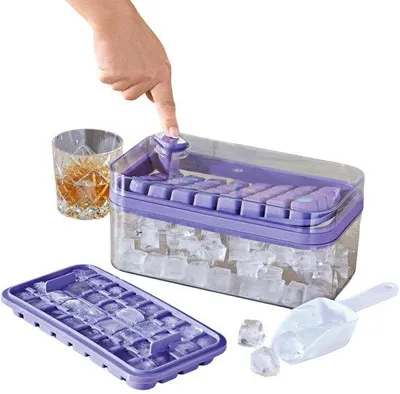 Obrázok produktu pre Formičky na ľadové kocky, 64 ks, fialové, s úložnou krabičkou