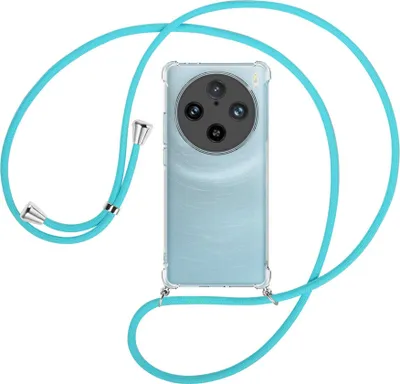 Produktbild von Handykette Backcover-Schutzhülle mit Band (Metall silberfarben) für vivo X100 Pro (V2324A) - türkis