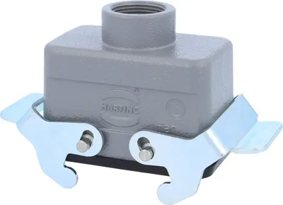 Image de HARTING Han 10B Boîtier d'accouplement bas, 1xPG16 sortie de câble droite, avec 2 étriers transversaux Raccord à vis PG16 Plage de serrage