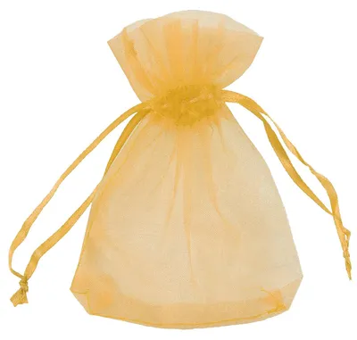 50 Organza-Beutel ca. 90 x 120 mm Geschenkbeutel mit Bändern gelb