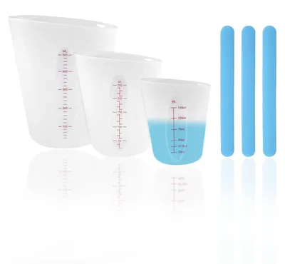 Silikon-Messbecher-Set 500/250/125 ml mit 3 Rührstäbchen