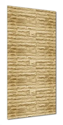 Produktbild von Wallario selbstklebende Duschrückwand 90 x 190 cm mit Motiv Steinwand gelb - Wandverkleidung mit Hochglanzlaminat in Glasoptik