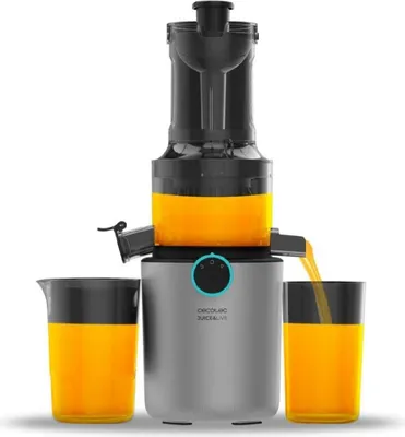 Zdjęcie produktu dla Wyciskarka do owoców i warzyw Juice&Live 1500 Slim firmy Cecotec. silnik prądu stałego o mocy 200 W, 1 prędkość i funkcja...