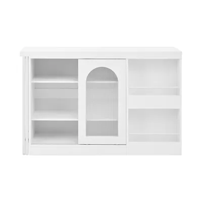 Produktbild von Flieks Esstisch ausziehbar, 360° drehbare Bartisch mit Stauraum, Küchentisch Kaffeebar mit Schrank, reversibel Tisch Sideboard, multifunktional, Weiß