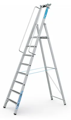 Produktbild von Zarges gebördelte Stehleiter Meistertritt S mit großer Plattform und Ablage 8 Stufen