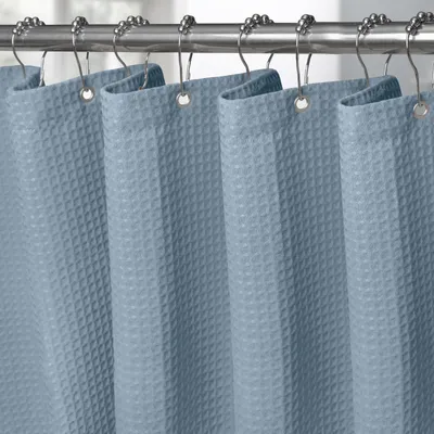 Obrázok produktu pre Nepremokavá záclona do sprchy z materiálu s textúrou vafle, rozmer 182 x 214 cm