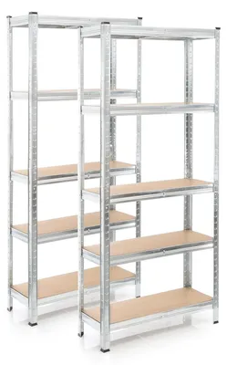 Image de Étagère de rangement - Lot de 2 - Acier et MDF - 174 x 75 x 30 cm - 5 étagères
