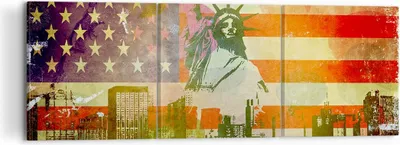 Produktbild von Bild auf Leinwand - Leinwandbild - Symbol USA Freiheit - 120x40cm - Wand Bild - Wanddeko - Leinwanddruck - Bilder - Kunstdruck - Wanddekoration - Leinwand bilder - Wandkunst - CA120x40-2543