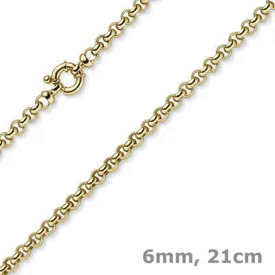 6mm-Armband-Erbkette-585-Gelbgold-Unisex-21cm