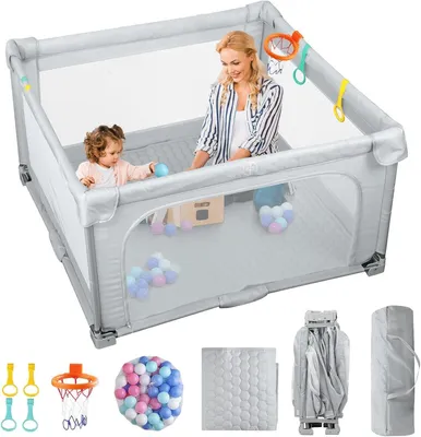 Immagine prodotto di Recinto pieghevole per bambini con materassino lavabile e palline, dimensioni 120x120 cm
