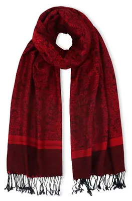 Produktbild von Pashmina Schal Stola Jacquard Paisley Burgunderrot 70x180cm