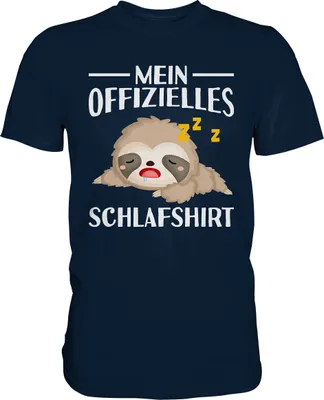 Produktbild von Offizielles Schlafshirt Nachthemd Schlafanzug Pyjama Faultier T-Shirt – Navy / M