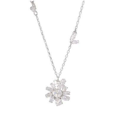 Produktbild von Swarovski Damen Gema Halskette im Lagenlook Verschiedene Schliffe, Blume, Weiß, Rhodiniert 5644658