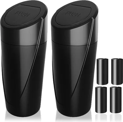 Produktbild von 2er-Pack Auto-Mülleimer mit Deckel – Getränkehalter – Schwarzer Mini-Auto-Mülleimer mit Tasche, Organizer und Aufbewahrung für Zubehör für Vordersitze