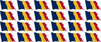 Produktbild von Mini Aufkleber Set - Pack wehend - 33x20mm - selbstklebender Sticker - Tschad - Flagge / Banner / Standarte fürs Auto, Büro, zu Hause und die Schule - 24 Stück
