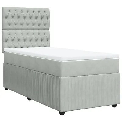 Produktbild von Boxspringbett mit Matratze Hellgrau 90x200 cm Samt