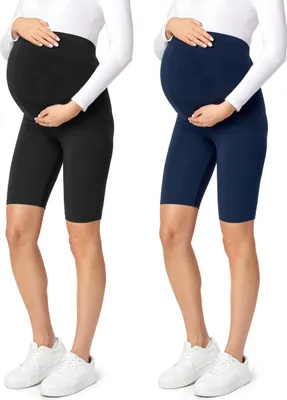 Produktbild von Be Mammy Kurze Umstandsleggings aus Viskose BE-04 2er Pack (Schwarz/Dunkelblau(2Pack), S)