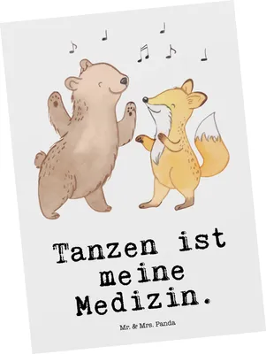 Produktbild von Mr. & Mrs. Panda Postkarte Hase Tanzen - Weiß - Geschenk, Tanzkurs, Grußkarte, Tanzschule, Postkarten, Ansichtskarten, Fotokarte, Ansichtskarte, gehen