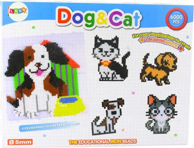 Produktbild von LEAN Toys 2145 Bügelperlen-Mosaik „Hund und Katze“, 6000 Stück