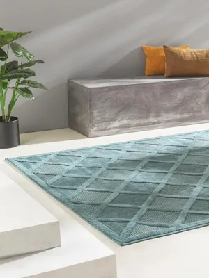 Teppich 160x230 cm, türkis, rechteckig, Kunstfaser, für Innen & Außen